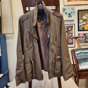 Women's Taupe Leather Jacket